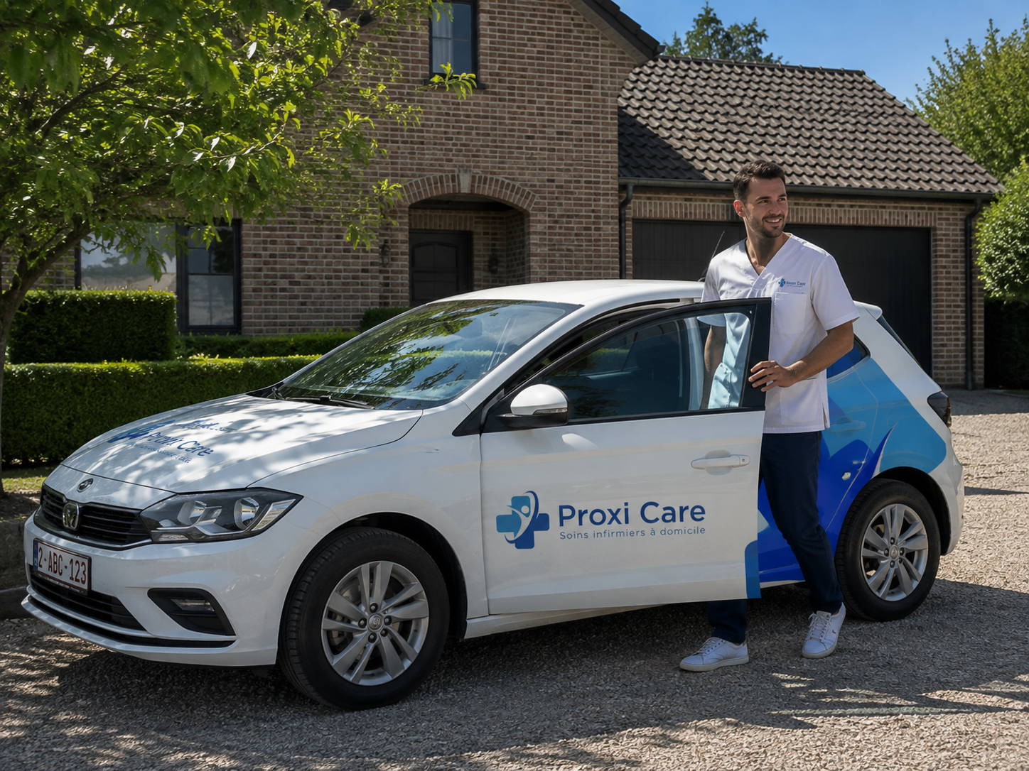 Infirmier Proxi Care arrivant chez un patient